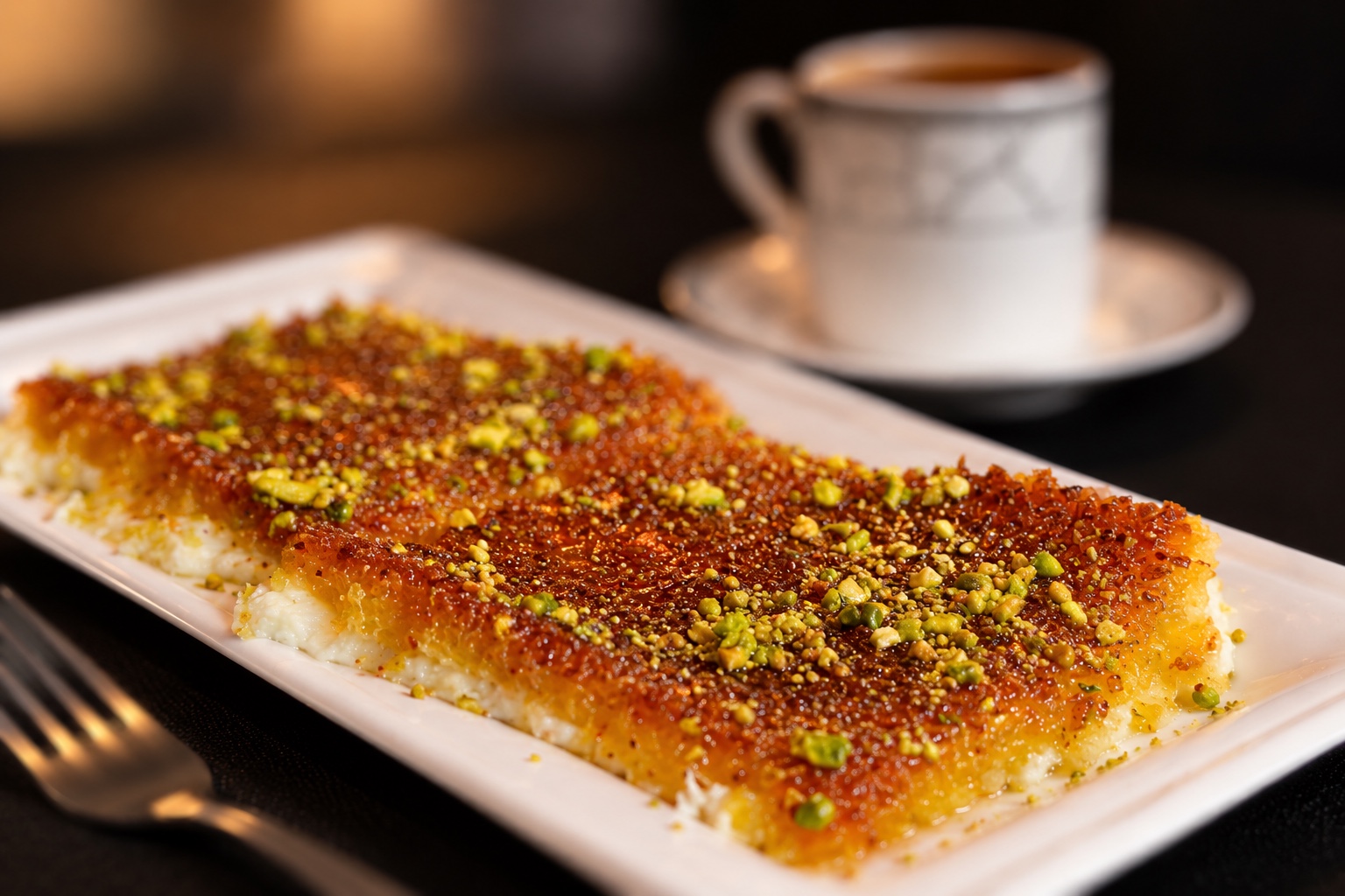 Kunafa with pistachios